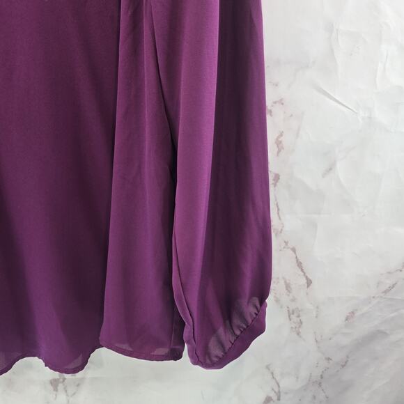 Torrid Shirt Women 3 3X Purple Blouse Popover Button Up V Notch Long Sleeve - Picture 4 of 12